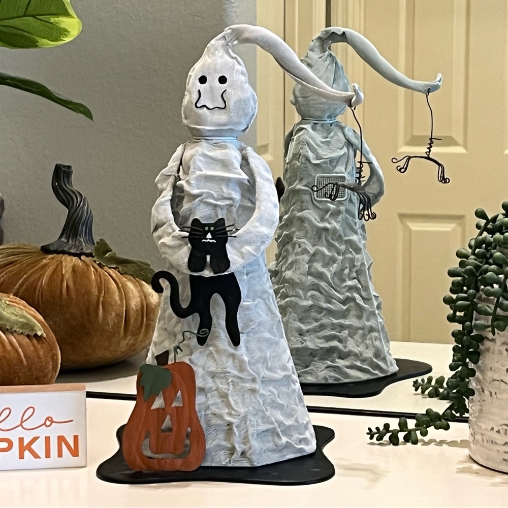 Ghostly Halloween Candle Luminary with Black Cat, Spider and Pumpkin